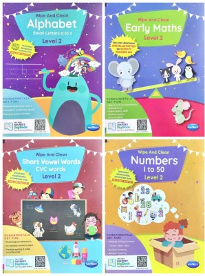 Wipe and clean Alphabet, Numbers, Early Math, Vowel words (level 2 - a-z, 1-50, cvc words)(Paperback, Navneet Education Ltd.)