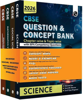PW CBSE Question & Concept Bank (QCB) Class 10 Mathematics (Standard), Science, Social Science, English Combo Set of 4 Books Chapterwise & Topicwise Solved Questions For 2026 Exams(Paperback, PW)