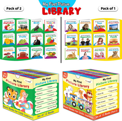 My first learning library box (Green and Yellow Edition) : Kids first little library, Board book for kids, Early learning books, Picture book collection, Box Set Of 24 Board Books(Board Book, GO WOO)