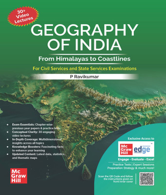 Geography of India (English) by P Ravikumar for UPSC CSE 2025-26 | Exclusive access to McGraw Hill edge online platform: Conceptual Videos, PYQs, Practice Questions, Mnemonics, Tips for Preparation etc(English, Paperback, Ravikumar P)