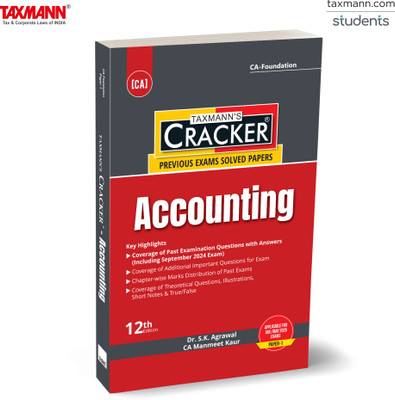 Taxmann's CRACKER for Accounting (Paper 1 | Accounts) – Covering past exam questions & detailed answers with illustrations, etc. | CA-Foundation | New Syllabus | Jan./May 2025 Exams(Paperback, Dr. S.K. Agrawal, CA Manmeet Kaur)