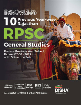 Errorless 10 Previous Yearwise Rajasthan RPSC General Studies Prelims Solved Papers (2000 – 22) with 5 Practice Sets | RPCS PYQs Question Bank | Rajasthan Public Service Commission |(Paperback, Disha Experts)