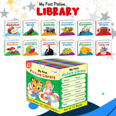 Essential Board Book Of All In One Box Set (Green Edition) : My First Picture Library Box, Educational picture books for toddlers, Collection of 12 board books(Board Book, GO WOO)