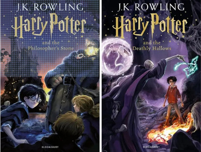 Combo Of 2 Books : Harry Potter And The Philosopher's Stone + Harry Potter And The Deathly Hallows(Paperback, J K Rowling)