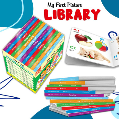 My first learning library box (Green Edition) : Kids first little library, Board book for kids, Early learning books, Picture book collection, Box Set Of 12 Board Books(Board Book, GO WOO)