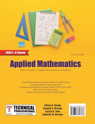 Applied Mathematics for MSBTE K Scheme (II - Common - 312301)(Paperback, Vitthal B. Shinde, Vinayak K. Nirmale, Sachin B. Yede, Sadashiv N. Nirmale)