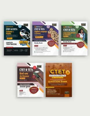 Examcart CTET Class 6-8 Child Development and Pedagogy + English Language And Pedagogy + Science & Math + Hindi Bhasha TextBook + Math & Science Question Bank For 2025 Exam In English (5 Books Combo)(Paperback, Examcart Experts)