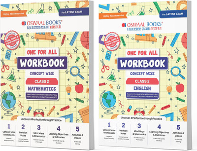 Oswaal One For All Workbook Concept Wise Class-2 Mathematics & Engish (Set Of 2 Books) (For Latest Exam)(Product Bundle, Oswaal Editorial Board)