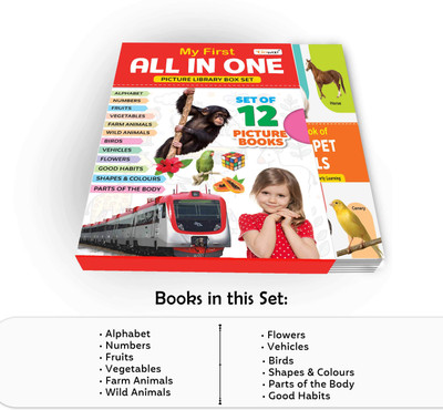 Gift Set For Kids My First All in One Picture Library Box (Red Edition) : Early Learning Picture Book Collections, Essential Book, Box Set Of 12 Books(Paperback, GOWOO)