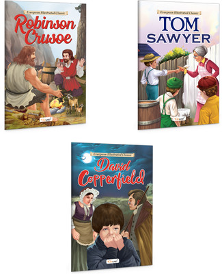 Robinson Crusoe, The Adventures of Tom Sawyer and David Copperfield Story book :- Educational bedtime tales, Fun learning stories for kids, Early reading books | Combo of 3 Books(Paperback, GOWOO)