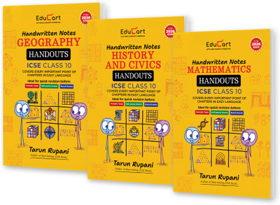 Educart Handouts ICSE Class 10 Handwritten Notes 2026 – Geography, History & Civics and Mathematics (for PTs, half-yearly and board exam 2025-26)(Paperback, Sir Tarun Rupani, Educart)