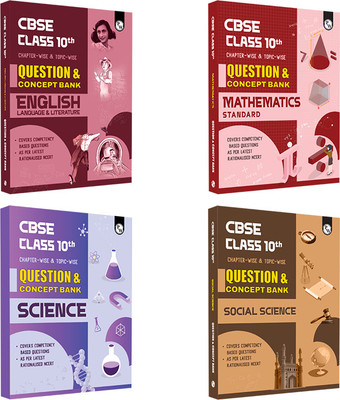 (Old Edition) CBSE Class 10th English + Mathematics + Science and Social Science Combo Set of 4 Books Question & Concept Bank Chapterwise & Topicwise Exam 2023 - 2024 | Previous Year Paper Covered(Paperback, Phyiscs Wallah)