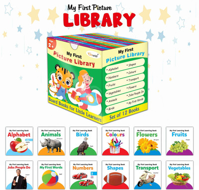 My First Picture Library Box Of 12 (Pre-School Books) | Gift Set For Kids in Green(Board Book, GO WOO)