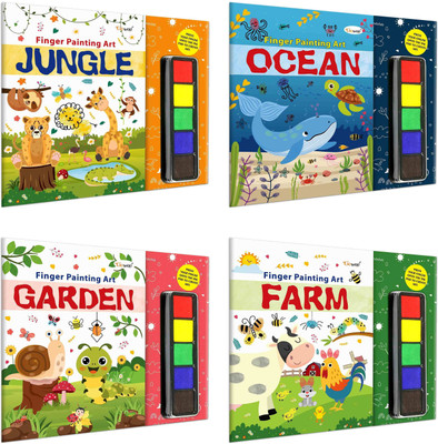Jungle, Ocean, Garden and Farm - Fingerpainting and Colouring Art(English, Paperback, unknown)