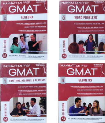 4 combo books gmt aljebra+word problem+ geometry+fraction decimals percents )(Paperback, Manhattan prep)