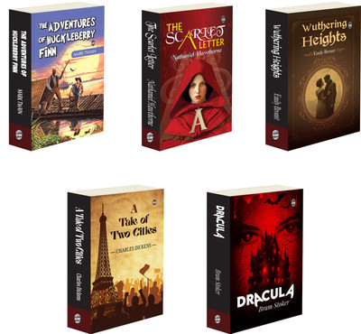 Timeless Classics : A Tale of Two Cities, Dracula, Wuthering Heights, The Scarlet Letter and The Adventures of Huckleberry Finn - Must-Read English Novel, All time best Novel | Combo of 5 Novels(Paperback, Charles Dickens, Bram Stoker, Emily Brontë, Nathaniel Hawthorne) Timeless Classics : A Tale of Two Cities, Dracula, Wuthering Heights, The Scarlet Letter and The Adventures of Huckleberry Finn - Must-Read English Novel, All time best Novel | Combo of 5 Novels(Paperback, Charles Dickens, Bram Stoker, Emily Brontë, Nathaniel Hawthorne)