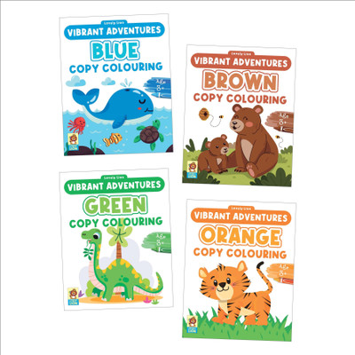 Vibrant Adventures Colouring Books | Blue, Brown, Green, Orange | Set of 4 Books(Paperback, Pinwheel Books)