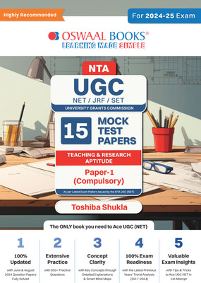 NTA UGC NET/JRF/SET Paper-1: 15 Mock Tests | Teaching& Research Aptitude 2024-25(Paperback, Toshiba Shukla, Oswaal Editorial Board)