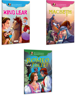 King Lear, Macbeth and Romeo and Juliet (Best of Shakespeare Illustrated Classic) :- Fun learning stories for kids, Bedtime stories, Picture books for children age 6-8 | Pack of 3 Books(Paperback, GOWOO)