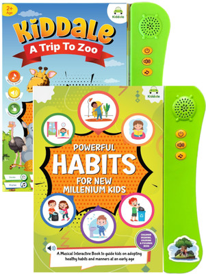 Kiddale Pack of 2 Musical Interactive Children Sound Books:Trip to Zoo & Powerful Habits|Ideal Gift for 3+ Years Baby|E Learning Book|Smart Intelligent Activity Books|Musical Rhymes|Talking Book(Hardcover, Anshita Agrawal)