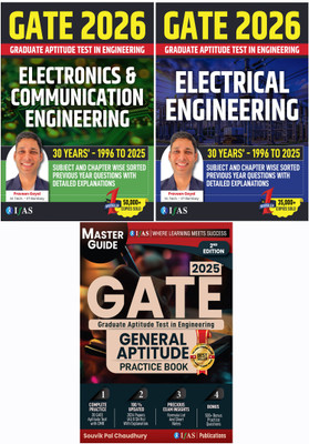 GATE Electronics and Communication, Electrical and General Aptitude Practice  - 2025 | Previous Year Solved Papers (1996 - 2025) with Detailed Solution | Topic Wise Sorted Question Bank with Detailed Explanation | Best Seller Guide for GATE Electrical Engineering and Electronics and Communication Ex