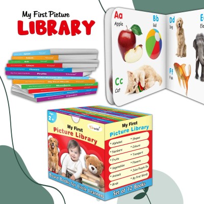 Toddlers learning library box set (Red Edition) : Learning board book for kids, My First Picture Library Box, Library Boxset of 12 Board Books For Children(Board Book, GO WOO)