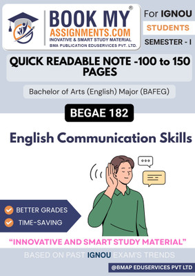 IGNOU BEGAE 182 English Communication Skills BA English Major Study Guide | 130-150 Pages of Smart Notes Printed on 80 GSM White Paper | Covers All Important Questions & Previous Year Papers(Paperback, BMA Publication)