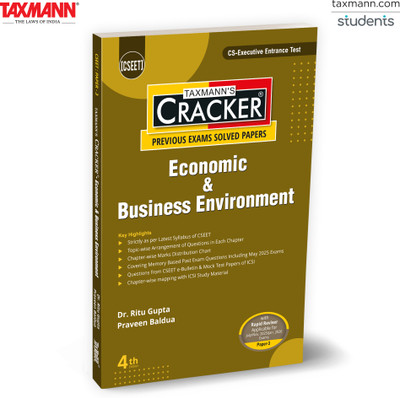 Taxmann's CRACKER for Economic & Business Environment (Paper 3) – Featuring Topic-wise Questions | Memory-based Past Exams (incl. May 2025) for CSEET | New Syllabus | July/Nov. 2025 & Jan. 2026 Exams(Paperback, Dr. Ritu Gupta, Praveen Baldua) Taxmann's CRACKER for Economic & Business Environment (Paper 3) – Featuring Topic-wise Questions | Memory-based Past Exams (incl. May 2025) for CSEET | New Syllabus | July/Nov. 2025 & Jan. 2026 Exams(Paperback, Dr. Ritu Gupta, Praveen Baldua)