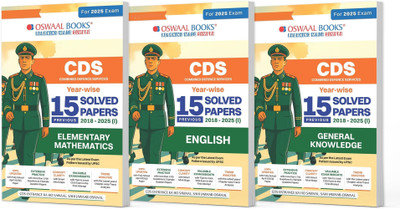 CDS (Combined Defence Services) Yearwise 15 Solved Papers (2018-2025) (II) Elementary Mathematics, English & GK (Set of 3 Books) For 2025 Exam(Product Bundle, Oswaal Editorial Board)