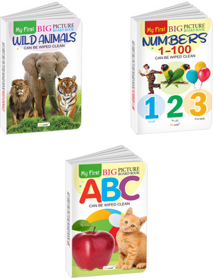 My First Big Picture Board Book ABC, Numbers 1-100 and Wild Animals : Fun learning books for kids, Early education board books, Toddler picture books | Set of 3 board books(Board Book, GOWOO)