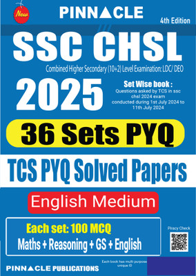 SSC CHSL 2025 : 36 Sets TCS PYQ Solved Papers 4th Edition English medium(Paperback, Pinnacle Publications)