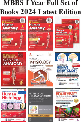 MBBS 1ST YEAR Full SET 2024 Edition= (Textbook Of Anatomy (Bd Chaurasia 10th Ed)+ Handbook Of General Anatomy (BD Chaurasia 7th ) + Textbook Of Physiology (AK Jain 10th Ed) + Textbook Of Biochemistry (DM Vasudevan 10th Revised) + Textbook Of Histology (Inderbir Singh 10th Revised) +Textbook Of Embry