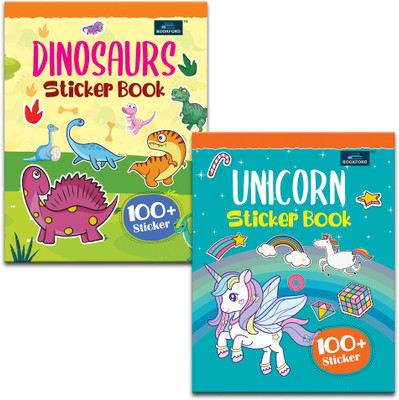 Dinosaurs And Unicorn Sticker Book for kids (Set Of 2)(Paperback, BOOKFORD PUBLICATIONS PRIVATE LIMITED)
