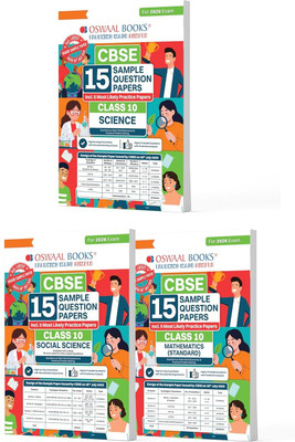 Oswaal CBSE 15 Sample Question Papers Class 10 Maths Standard , Science & Social Science (Set of 3 Books) for 2026 Board Exam (As per CBSE Sample Question Paper issued on 30 July 2025), recommended by 2025 CBSE Toppers with Chapter wise Highly Probable Questions, includes 5 Most Likely SQPs & all ty
