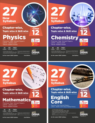Combo 27 New Syllabus Chapter-Wise, Topic-Wise & Skill-Wise Cbse Class 12 Physics, Chemistry Mathematics & English Core Previous Year Solved Papers (2013 - 2024) with Value Added Notes(English, Paperback, unknown)