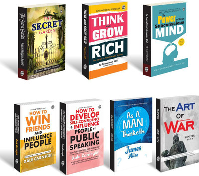 Think and grow rich,The Secret garden, The Power of subconscious Mind, How to Win Friends and Influence People, How to develop self confidence, As A Man Thinketh, THE ART OF WAR. COMBO OF 7 SELF HELP BOOKS(Book, SHINILIFESTYLE)