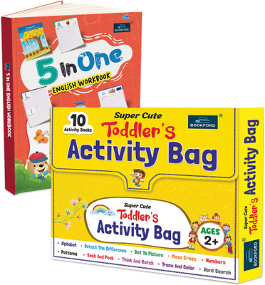 Super Cute Toddlers Activity Bag + 5 in One English Writing Workbook (Set of 2)(Paperback, BOOKFORD)