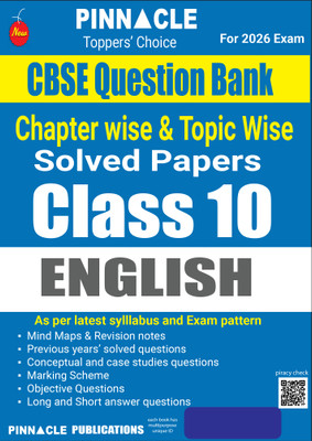 CBSE Class 10 English Question Bank – Chapter wise & Topic wise | Previous years’ solved questions | Based on Latest Syllabus & Exam Pattern | For 2026 Board Exam(Paperback, Pinnacle Publications)