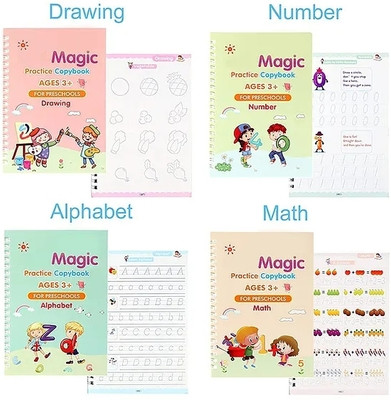Magic Book paperback book Numbers & English & Drawing ( 4 Book + 10 Refill + 1 Pen + 1 Grip ) Numbers & English & Drawing(Hardcover, magic ram) Magic Book paperback book Numbers & English & Drawing ( 4 Book + 10 Refill + 1 Pen + 1 Grip ) Numbers & English & Drawing(Hardcover, magic ram)