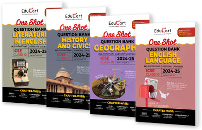 (OLD) Educart ICSE Class 10 One Shot Question Bank 2024-25 English Literature & Language, Geography, History & Civics for 2025 Exam (4 Books Bundle)(Paperback, Sir Tarun Rupani, Educart)