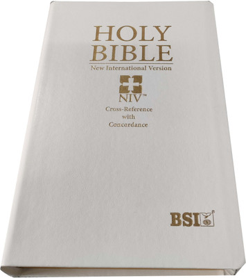 Holy Bible NIV Dy PU White Cover(New International Version) Red Letter Cross-Reference With Concordance BSI(Leather, God's Word)