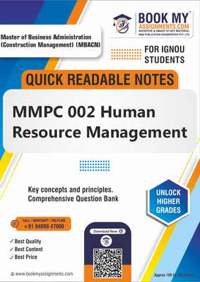 IGNOU MMPC 002 Human Resource Management Optimize Your Study Time with Quick Readable Notes - Printed on 80 GSM A4 Paper for Sharp Clarity, Perfect for Students - English Edition(Paperback, BMA Publication)