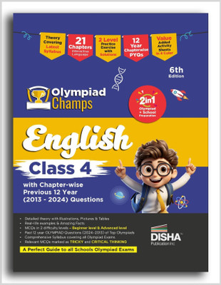 Olympiad Champs English Class 4 with Chapter-wise Previous 12 Year (2013 - 2024) Questions 6th Edition | Complete Prep Guide with Theory, PYQs, Past & Practice Exercise(Paperback, Disha Experts)