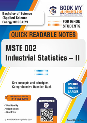 IGNOU MSTE 002 Industrial Statistics – II Elevate Your Learning Journey with Quick Readable Notes for Academic Success - Printed on High-Quality 80 GSM A4 Paper for Clear and Effective Study Materials That Support Student Achievement - English Edition(Paperback, BMA Publication)