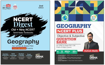 Disha Combo (set of 2 Books) Geography NCERT Digest (Concept Notes) + NCERT Plus (Question Bank) for UPSC & State PSC Civil Services Prelims & Mains | NCERT Class VI – XII & TN Class X - XII | IAS(Paperback, Disha Experts)