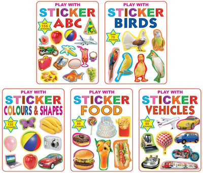 Play with Sticker - Pack  - Of 5 Titles | Set of Sticker Activity Books for Kids Age 3–5 Years | Includes ABC, Animals, Birds, Colours & Shapes, and Numbers(English, Paperback, unknown)