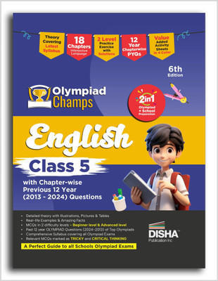 Disha Olympiad Champs English Class 5 with Chapter-wise Previous 12 Year (2013 - 2024) Questions 5th Edition | Complete Prep Guide with Theory, PYQs, Past & Practice Exercise | 2026 Exam(Paperback, Disha Experts)