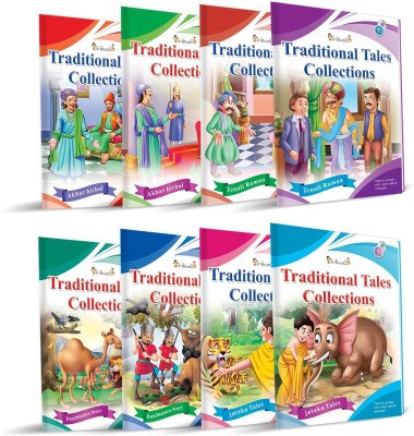 Set of 8 Panchatantra and Traditional Story Books collections for kids in english  - Bedtime & Short Story Books for Kids with Titles from Tenali Raman, Akbar Birbal, Panchatantra and Jataka Tales(English, Paperback, Inikao)