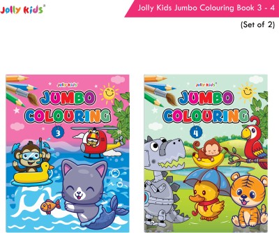 Jolly Kids Jumbo Colouring Books Set B For Kids|Set of 2| Drawing, Colouring with Reference Guide Books|Ages 3+ Years(Paperback, Jolly Kids)