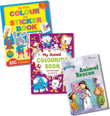 Pack of 3 Books of Story, Early Learning, Colour & Sticker | Divided by Level for Reading Practice | For 4 to 7 Year Old(Paperback, Parragon)
